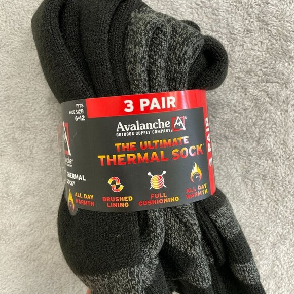 NEW Avalanche Men's Size 6-12 Ultimate Thermal Crew Socks 3 Pair Pack - Picture 1 of 6